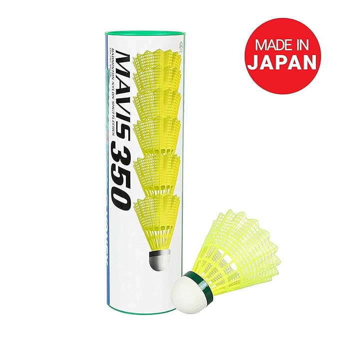 YONEX Mavis 350 Shuttle Nylon Shuttle - Yellow  (Slow, 75, Pack of 6)