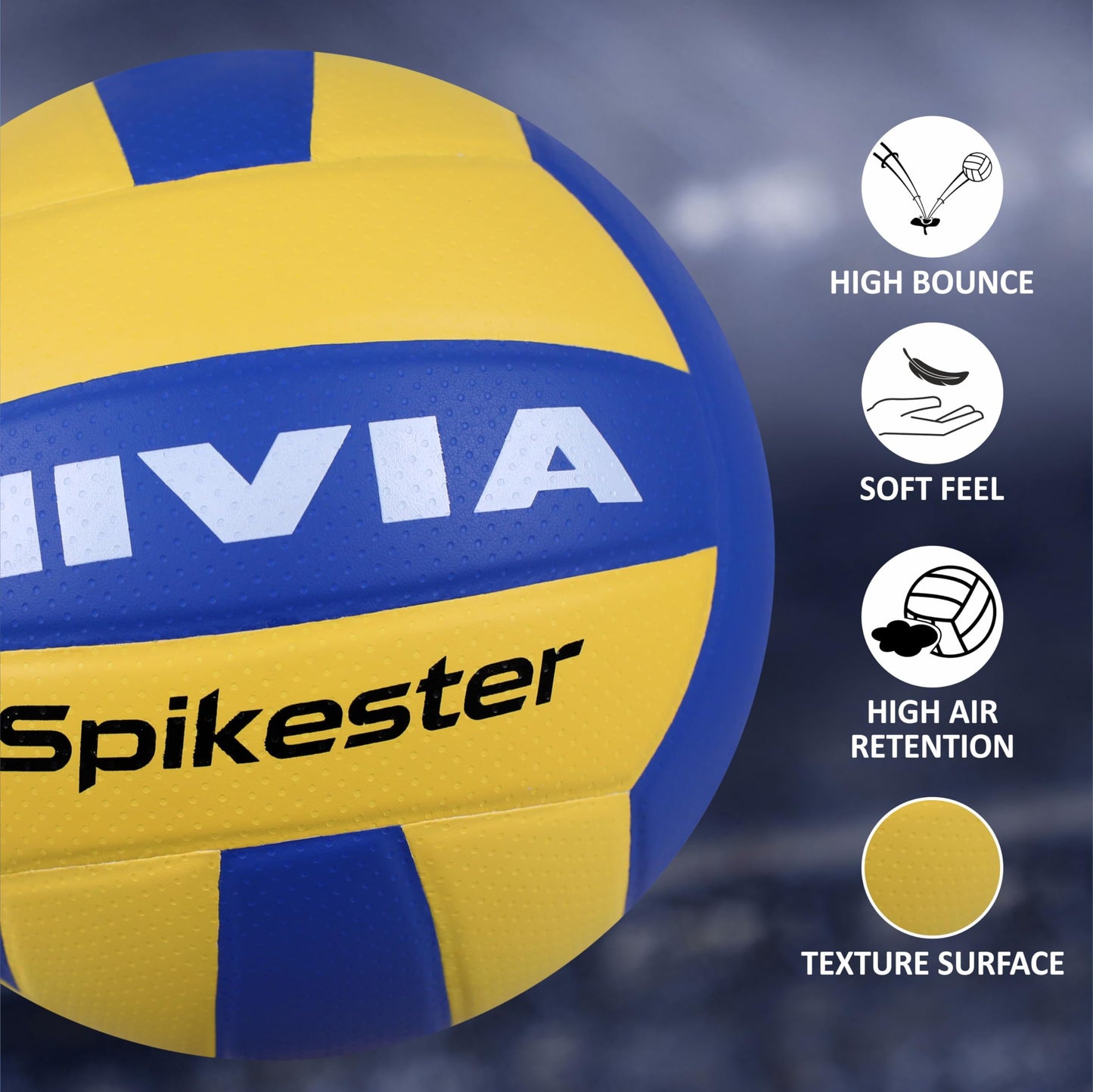 NIVIA Spikester (Encounter) Volleyball - Size: 4  (Pack of 1, Blue, Yellow)